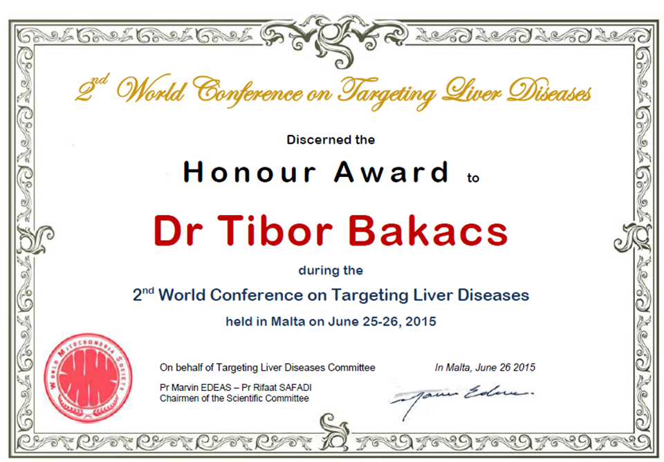 Targeting Liver Diseases Award Dr Bakacs