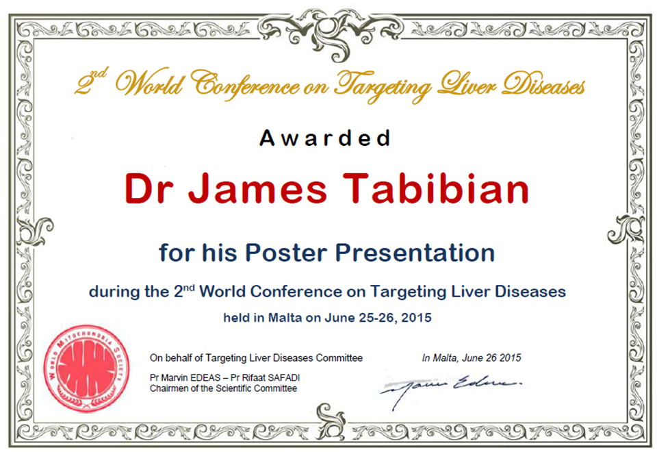 Targeting Liver Diseases Award Dr Tabibian